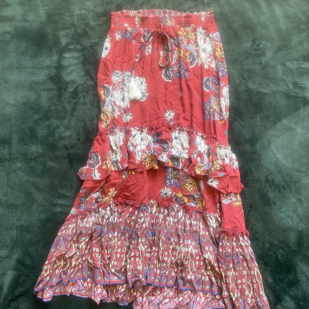 Lola P. Skirt in Orange and Flower Pattern